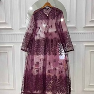 Long Cardigan Outer Pesta Brukat Tile Etnik