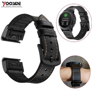 Leather and Silicone Hybrid Watch Band Strap for Garmin Fenix 5/5 Plus/Fenix 5X