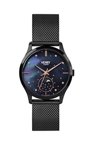 Henry London Moonphase Watch with Mother of Pearl Dial and Black Strap HL35-LM-0326