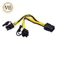6Pin to Dual 8Pin Power Adapter Cable Graphics Card Power Extension Cable 6Pin Female to 2XPin Male Mining Cable