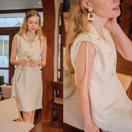 Lalada Clothing เดรสทรงเอ มีดีเทลผูกโบว์ที่ไหล่ สีครีม สีดำ สีเทาอมฟ้า