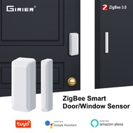 GIRIER Tuya Smart Door and Window Sensor ZigBee Wireless Contact Detector for Smart Home Security Support Home Assistant 2MQTT