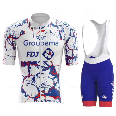 Fdj Team Cycling Jersey for Men, Short Sleeve Set, 19D Bib Shorts, Bicycle Clothes, Sportwear Shirt,