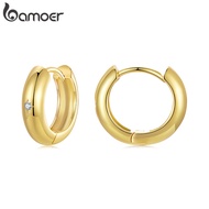 Bamoer Hoop Earrings Polished Glossy Design Gold Color Jewelry Gifts for Women