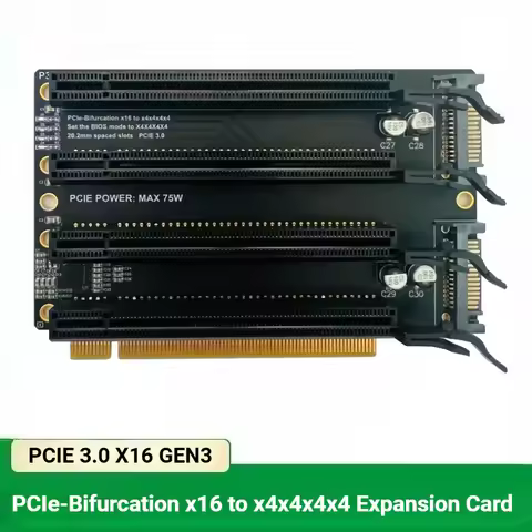 PCIe Bifurcation x16 to x4x4x4x4 Expansion Card PCI Express 3.0x16 1 to 4 Slot Converter Gen3 Adapte