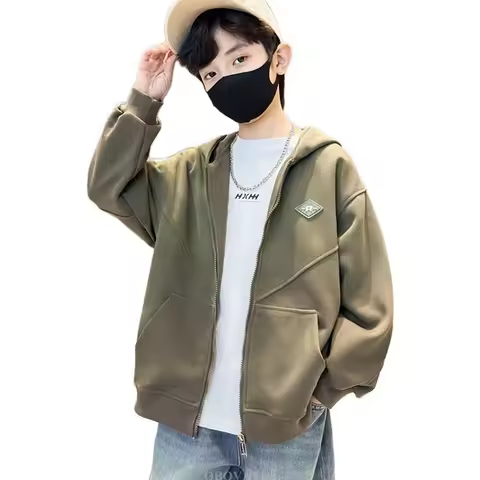 Fashion Kids Boy Gradient Jacket Zip Up Hoodie Outerwear School Child Casual Coat Outfit With Pocket