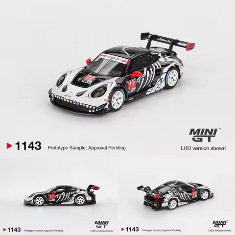 PreSale MINIGT 1143 1:64 Porsche 911 GT3 R AO Racing IMSA Petit Le Mans Skeleton Rexy Halloween #77 