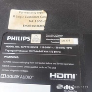 43PFT5102S/98 PHILIPS 43"TV, MAIN BOARD, POWER SUPPLY, T-CON, RIBBON CARD, TV STAND, SPEAKER AND BAC