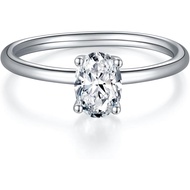 LUSHE Moissanite Engagement Ring 1-2CT D Color VVS1 Clarity 925 Sterling Silver with 18K White Gold 