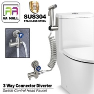 AA MALL Bathroom Accessories SET 3 WAY DIVERTER VALVE WATER SEPARATOR Tap T Connector Toilet with ha