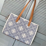 hot sale authentic tory burch bags women   Tory Burch Latest T Monogram Denim Jacquard Small Tote bag tory burch official store
