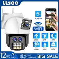 LLSEE yoosee 9MP 4K เลนส์คู่กล้องวงจรปิดไร้สายกล้องกลางแจ้ง wifi บ้านกล้องวงจรปิดโทรศัพท์เชื่อมต่อสองทางโทรมือถือติดตามสีสันกลางคืนกันน้ำ