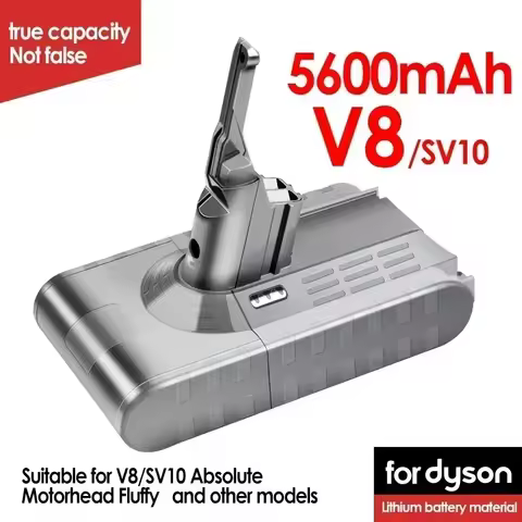 YE Dyson V8 V7 Vacuum Cleaner Battery SV10 5000mAh 21.6V Full/Fluffy/Animal Cleaning Battery and 4.0