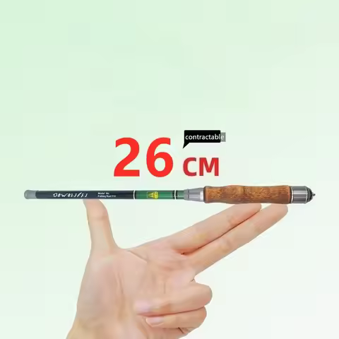 1.2M/1.5M/1.8M/2.1M/2.4M/2.7M Retractable Mini Fishing Rod Portable Comfortable Solid Wood Handle‌ F