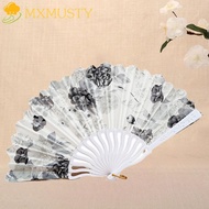 MXMUSTY Hand Held Flower Fan, Handmade Flower Pattern Bamboo Folding Fan, Vintage Chinese Style Fan 