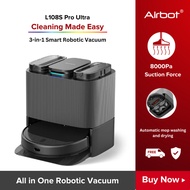 [Restock End-May] Airbot Robotic Vacuum L108S Pro Ultra, 8000Pa, LiDar Mapping Auto Empty, Wash Dry Mop, Vacuum Mop