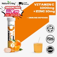 Nature's Key Effervescent D3 Zinc Vitamin C - Orange Flavor (1000mg/10mg x 10 Tablets)