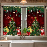 2pcs All-Over Elements Colorful Cartoon Digital Printing Pattern Curtain, Suitable For Home, Kitchen