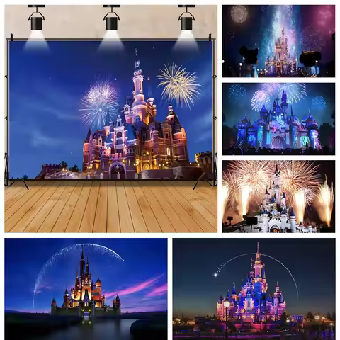 Disney land Castle Kids Girl Birthday Party Banner Backdrop Custom Disney Baby Room Photography Post
