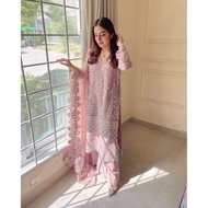 Designer Heavy Soft Net Sharara Suit 3pcs | Pearl Sequins Party Wear Women | PREORDER | No COD