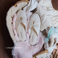 Minx รุ่น Lacie (slipper) รองเท้าเปิดส้น ผ้าลูกไม้ปักลาย ประดับโบว์ minxshoes