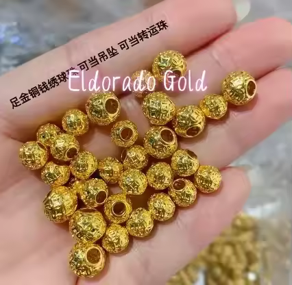 Eldorado Gold gold3d hard beads 24k pure charms real 999 balls fine jewelry round beads big hole coi