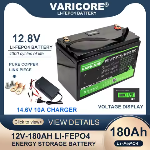 12.8V 180AH LiFePO4 Battery 12V Lithium Batteries 6000 Cycles USB3.0 Type-C output Touring car Solar