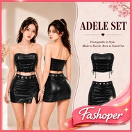 (Special Offer) Fashoper Adele Set Premium BangkokWanita Short Skirt Crop Top Tube Top & Mini Skirt 