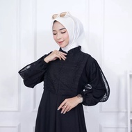 gamis pesta brukat kondangan model simple elegan