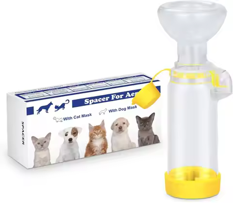Pet free-space chamber, cat or dog nebulizer, handheld spacer for drug administration to pets(yellow