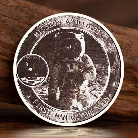 Mission Apollo-11 MoonLanding Souvenir Coins First Man on The Moon Pattern US Silvery Plated Commemo