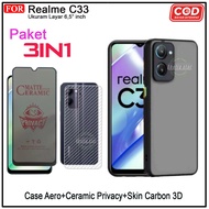 PACKAGE 3in1 Case Aero Realme C33 C35 HardCase Aero Matte Premium Casing