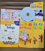 ชุด 7 รายการเริ่มต้นหัดอ่านสะกดคำ Jolly Phonics: song strip blends wheel word book pupil 123