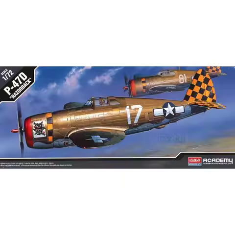 Academy 12492 1/72 Scale P47 P47D P-47D Thunderbolt Razorback Fighter Airplane Hobby Craft Plastic M