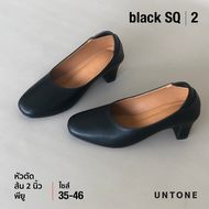 รองเท้าคัชชูหัวตัด 2 นิ้ว ไซส์ใหญ่ 35-46 สีดำพียู(สามารถใส่รับปริญญาได้) [Black SQ 2] UNTONE