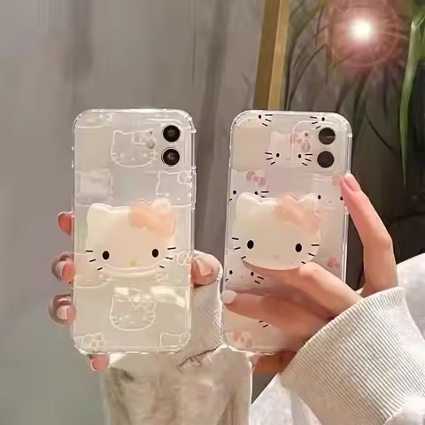 Sanrio Hello Kitty Line KT Holder Phone Case For Samsung Galaxy S25 Note 20 Ultra 10 Plus Lite M54 A