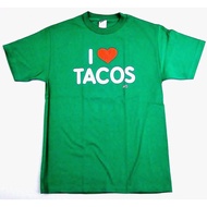 I LOVE TACOS T-shirt Funny Adult Humor I Heart Tacos Men's Tee Green New