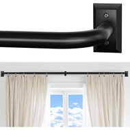 Black Curtain Rod, Room Darkening Rods for Windows 28 to 48 Inches(2.3-4Ft), Wrap Around Curtain Rod