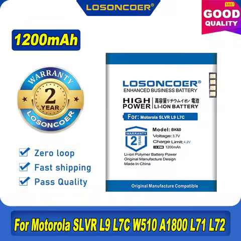 BK60 Battery For Motorola SLVR L9 L7C W510 A1800 L71 L72 A1600 E8 EM30 V750 I425e Q700 I290 I296 EX1