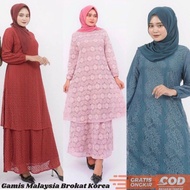 [New] Gamis Malaysia Brokat Full Puring M L Xxl Gamis Brokat Terbaru