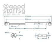 [SG FREE ] 1Pc 40/60/80/100/150/200N Lift Hydraulic Gas Strut Lid Stay Support Cabinet Door Hinge Op