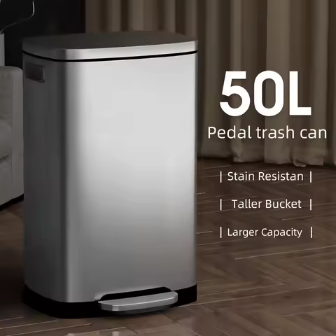 KSSKSS 13 Gallon (50 L) Trash Can, trash can 50 liter Stainless Steel Kitchen Garbage Can Waste Bins