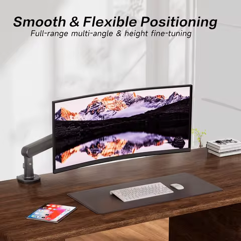 AOC AM406PLUS Premium Aluminum Single Monitor Mount Ultra Low Height Setting Monitor Arm for17-34"Of