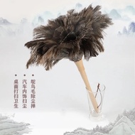 AT-🌟Meat Powder Ostrich Feather Duster Bamboo Long Handle Feather Duster Electrostatic Dust Duster G