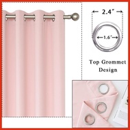 ◿ 【3 IN 1】Pink Blackout Curtain 5ft 7ft 8ft with Ring Hole,for Window Bedroom,Aesthetic Soft Fabr