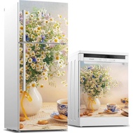 3D Refrigerator Sticker Breakfast Fresh Refrigerator Dishwasher Door Cover Kitchen Home Decoration A