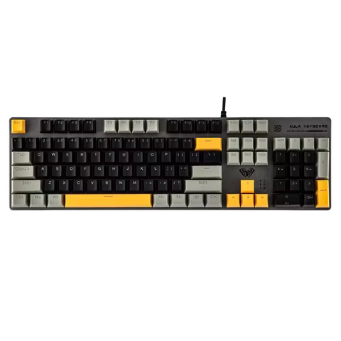 AULA S500 100% ANSI US Layout Wired Mechanical Gaming Keyboard with Number Pad NKRO Shine Through Ke