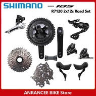 Shimano ชุด R7120 R7100 2x1ชุดจานหน้า2สปีดจักรยานเสือหมอบ R7100เปลี่ยนเกียร์ R7120 R7170ดิสก์เบรกไฮด
