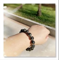 稀有天然異象幻影 巴西出產 13mm / 優質 彩虹光澤 綠幽靈千層峰 聚寶盆 含濃密礦物質 手串一條 QB~61