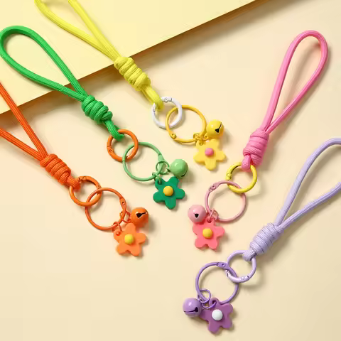 1/2/5/10/20 pcs Colorful Flower Pandent Unisex Anti-Lost Wrist Strap Paracord For Phone Camera Keych